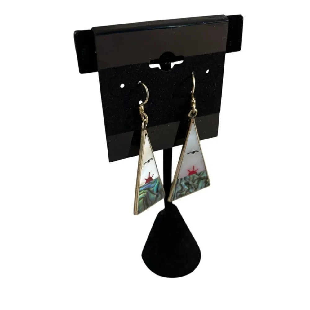 Unique & Artsy Made in Mexico Silver, MOP & Abalone Earrings.